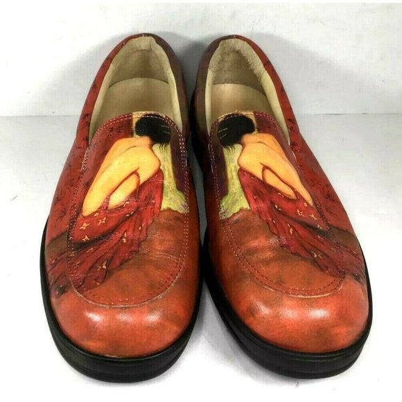 ITALIAN Multicolor Leather 'Woman in a Red Dress' Flat Loafer Shoes - Size 8 M - Picture 9 of 12